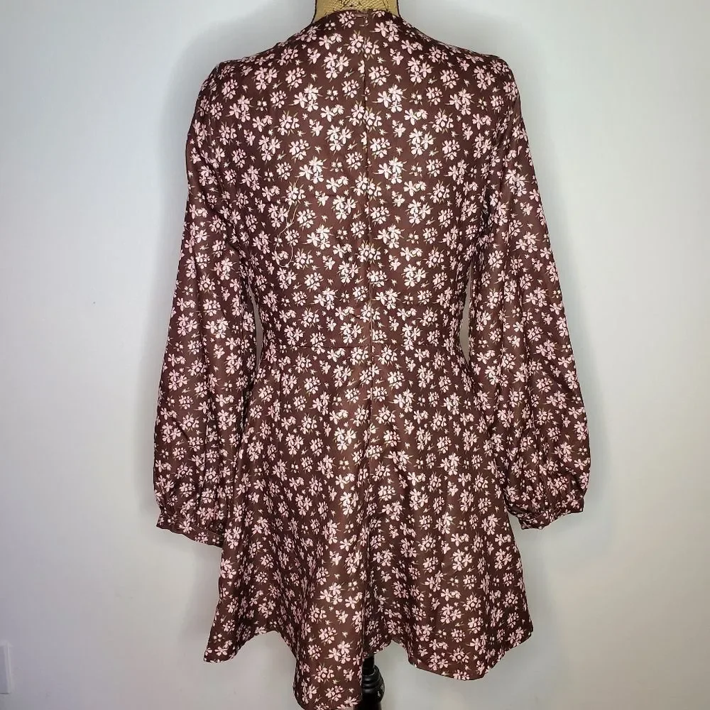 NWT Lulu's Daily Affection Floral Corduroy Dress With Pockets Size L